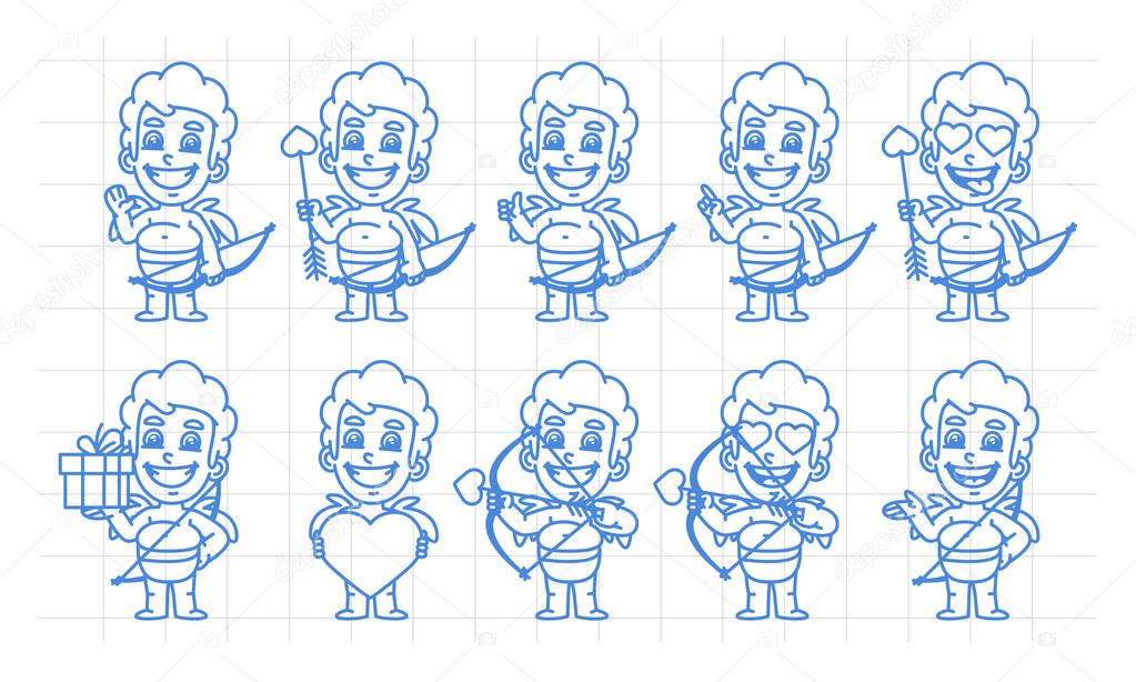 Character set cupid in various versions scribble part 1