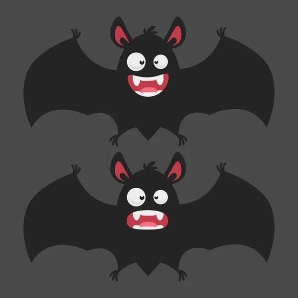 Murciélago de dibujos animados sonríe asustado — Vector de stock