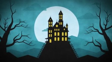 Mutlu Cadılar Bayramı orman dağ kale yarasalar