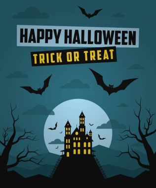 Mutlu Cadılar Bayramı orman dağ kale yarasalar