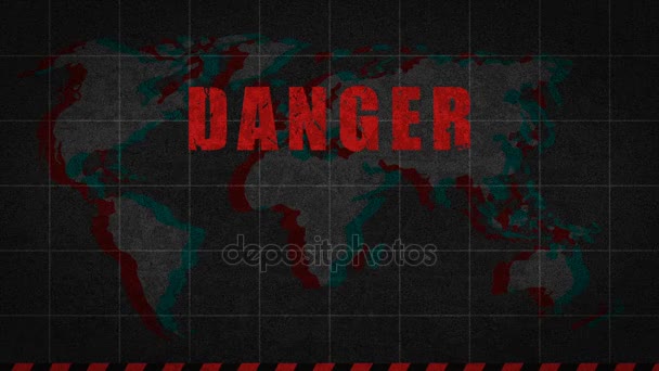Ακτινοβολία σημάδι κινδύνου παγκόσμια καταστροφή — Αρχείο Βίντεο