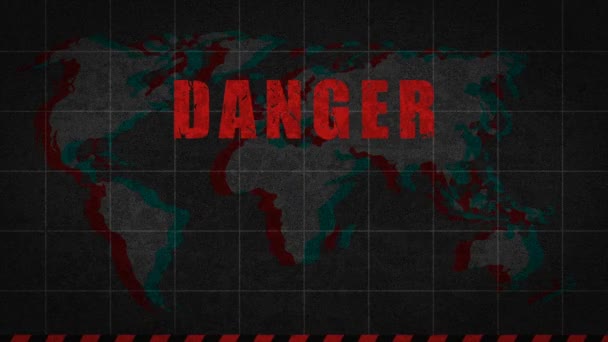Κρανίο σημάδι κινδύνου παγκόσμια καταστροφή — Αρχείο Βίντεο