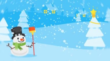 Kompozisyon kardan adam Noel Baba Noel ağacı metin mutlu Noeller