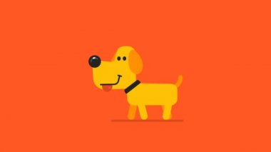 Kavram mutlu yeni yıl sarı köpek ve dron. Hareketli grafikler.