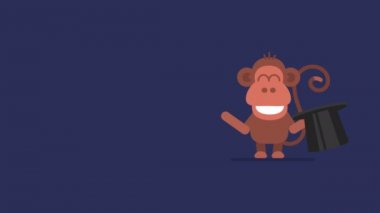 Maymun ve titreşen yıldız komik hayvan karakter Çince burç. Hareketli grafikler