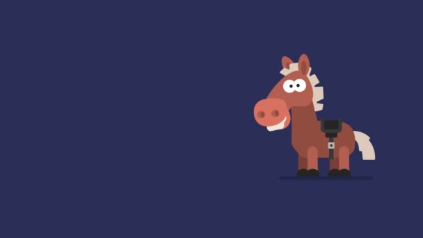 Ló, és a pislákoló csillagok vicces állat karakter kínai horoszkóp. Motion Graphics