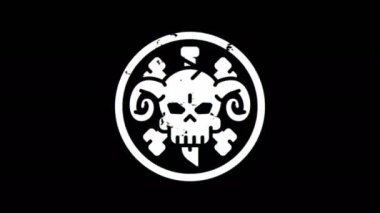 Kafatası kemik bıçağı Horn. İşaretler ayarlayın. Siyah arka plan. Hareketli grafikler.