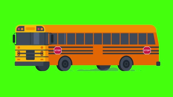 School Bus Rides Flashing Lights Transparent Background Motion Graphics Animation — Stock Video