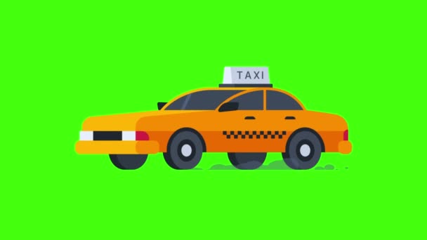 Paseos Taxi Amarillo Fondo Transparente Gráficos Movimiento Vídeo Animación — Vídeos de Stock