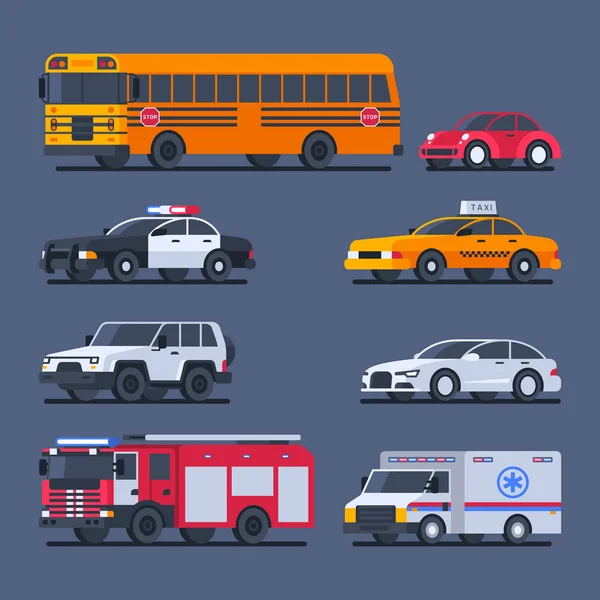Transport en ville et transports officiels voitures ensemble — Image vectorielle