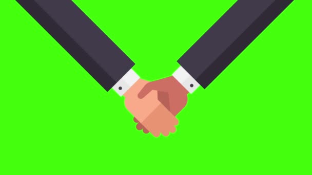 Handshake Dva Podnikatelé Tři Možnosti Animace Zelené Pozadí Motion Grafika — Stock video