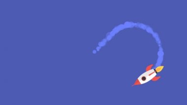 Roket sonsuz bir döngünün etrafında uçar. Özgeçmiş kavramı. Hareket grafikleri. Döngü canlandırması