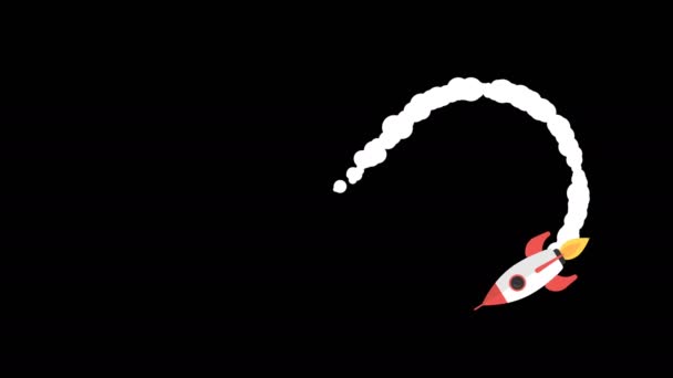 Ракета Летит Бесконечному Кругу Альфа Канал Графика Движения Цикл Анимации — стоковое видео