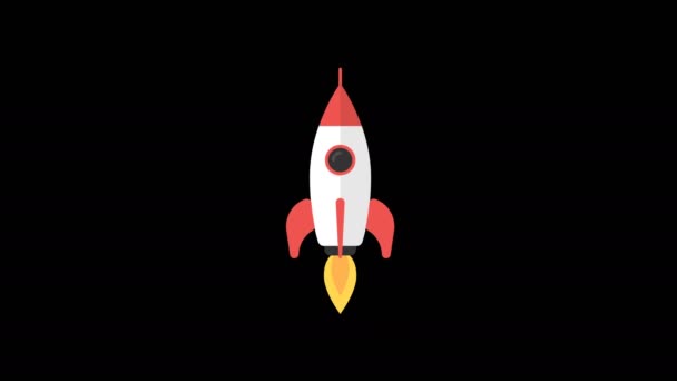 Raketový Let Raketa Vzlétla Odletěla Alfa Kanál Pohybová Grafika Animace — Stock video