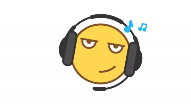 Emoticon Listens Music Headphones Option Animated Emoticons Alpha Channel  Looping — Stock Video © tsirikmen #326817282