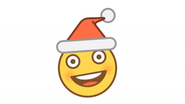Emoticon Chapéu Pai Natal Emoticons Animados Canal Alfa Looping Começa — Vídeo de Stock