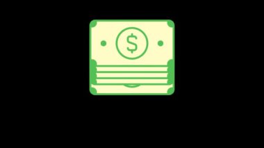 İş simgeleri para. Canlandırma simgeleri. Şeffaf arka plan. Döngü animasyonu. Hareket grafikleri