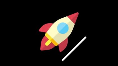 Business icons rocket flight. Animation icons. Transparent background. Loop animation. Motion graphics