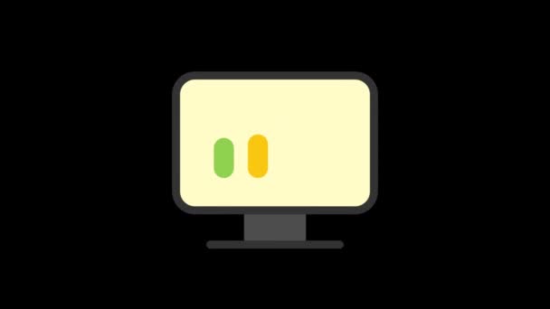 Monitor Iconos Negocio Con Gráfico Iconos Animación Fondo Transparente Animación — Vídeo de stock