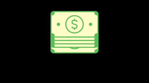 Business Ikonen Geld Animationssymbole Transparenter Hintergrund Schleifenanimation Bewegungsgrafik — Stockvideo