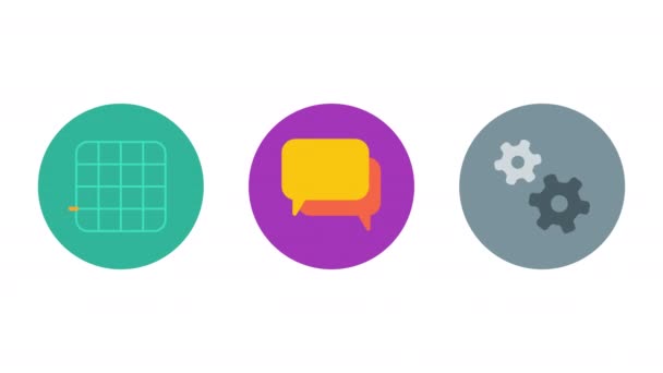 Business icons chart comments gears. Animation icons. Transparent background. Loop animation. Motion graphics