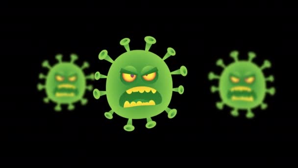 Virus Wird Wütend Und Beißt Charakteranimation Transparenter Hintergrund Schleifenanimation Bewegungsgrafik — Stockvideo