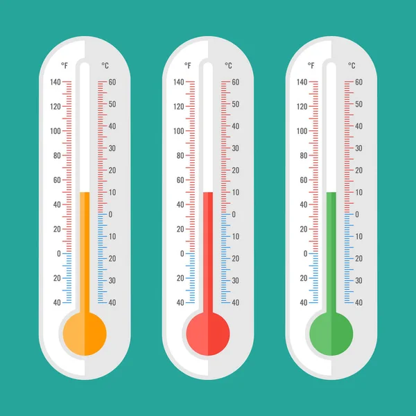 Thermometer Drie Opties Deel Vector Iconen Objecten Vector Illustratie — Stockvector