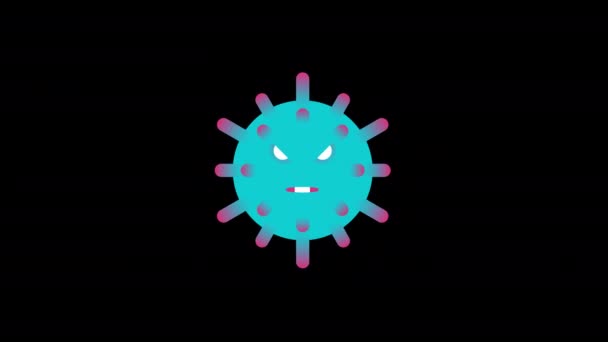 Virus Covid Und Verbotsschild Transparenter Hintergrund Schleifenanimation Bewegungsgrafik — Stockvideo