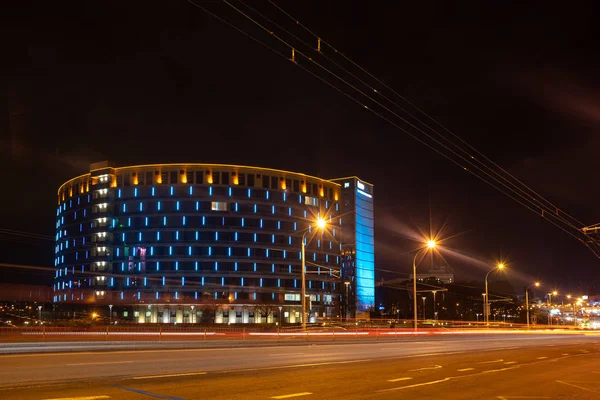 Widok Nocne Miasto Mińsk — Zdjęcie stockowe