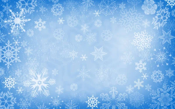 Azul Invierno Año Nuevo Fondo Con Copos Nieve Blancos —  Fotos de Stock