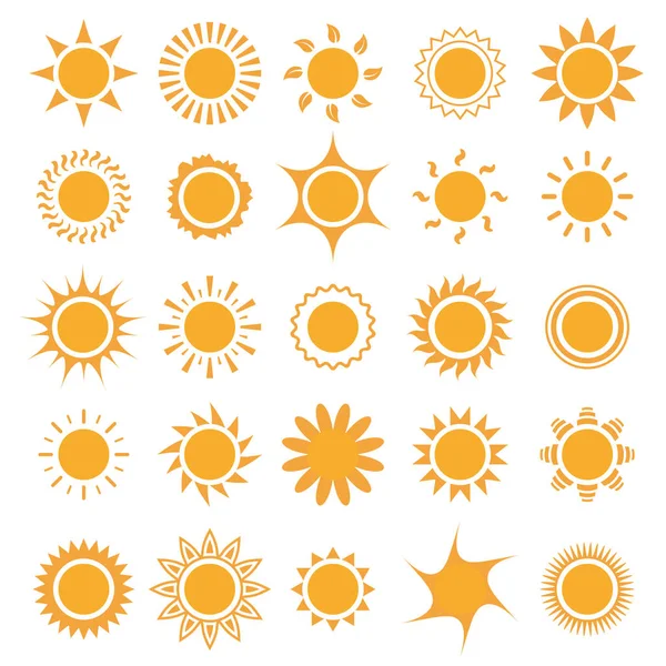Sammlung von Sonnensymbolen. Vektorillustration — Stockvektor