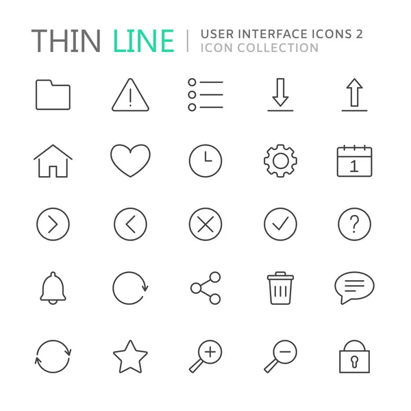 Samling av användargränssnittet tunn linje ikoner — Stock vektor