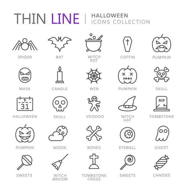 Verzameling van halloween dunne lijn icons — Stockvector