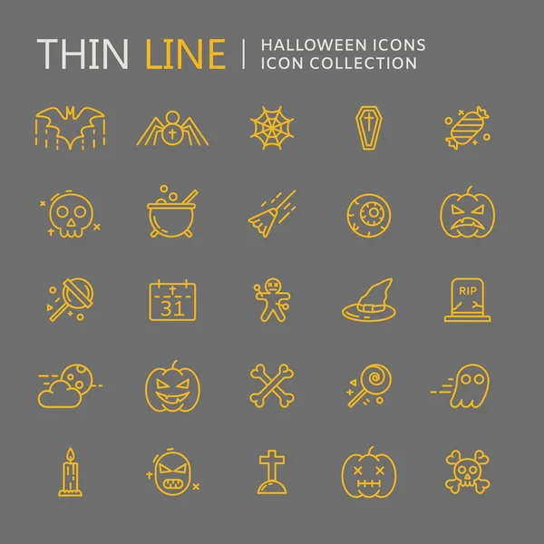 Collezione di icone della linea sottile di Halloween — Vettoriale Stock