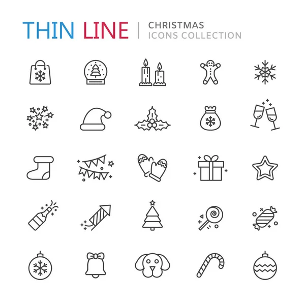 Collection of christmas thin line icons — Stock Vector