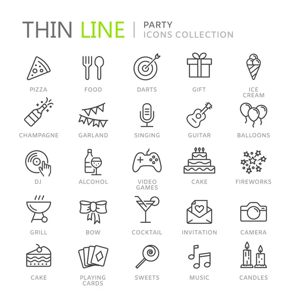 Colección de iconos de línea delgada partido Gráficos Vectoriales
