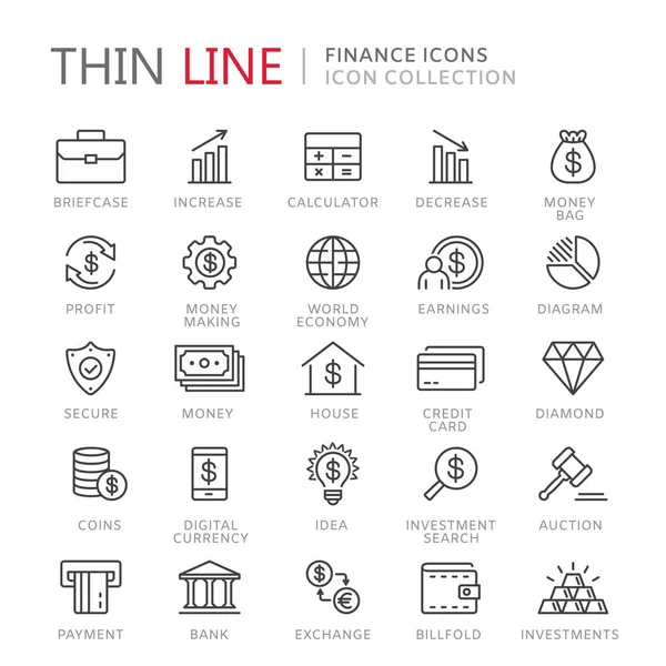 Coleção de ícones de linha fina de finanças Vetores De Bancos De Imagens Sem Royalties