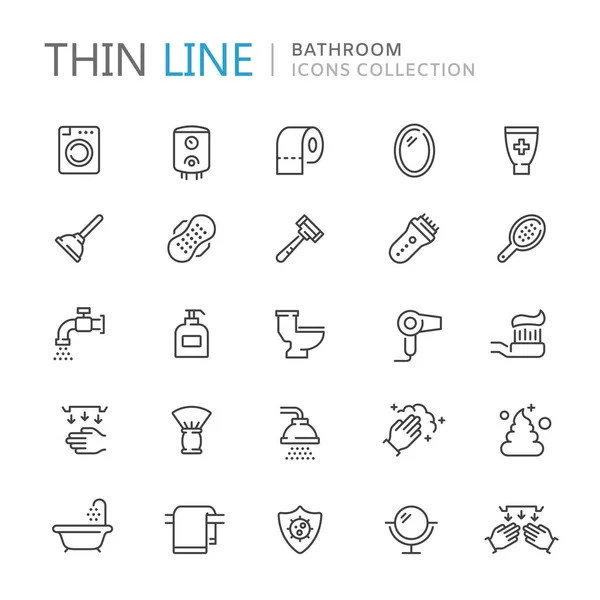 Collection of bathroom thin line icons Stock Illustration