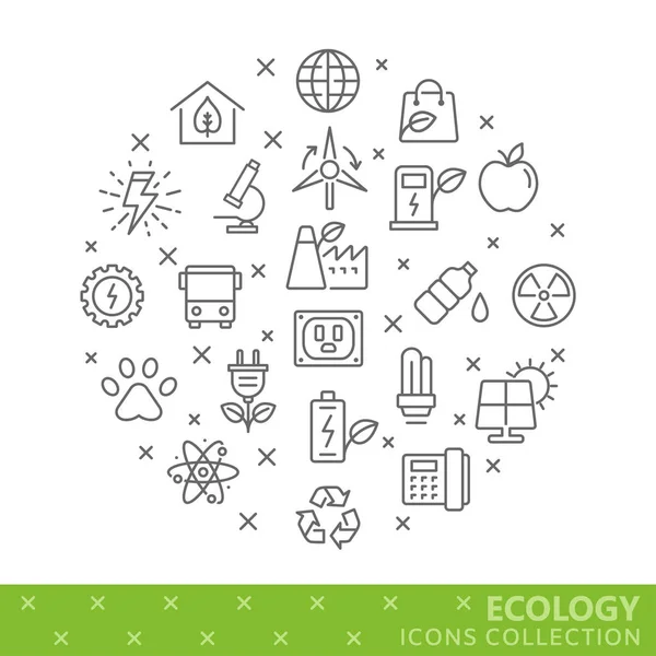 Zbiór ikon cienka linia ekologia — Wektor stockowy