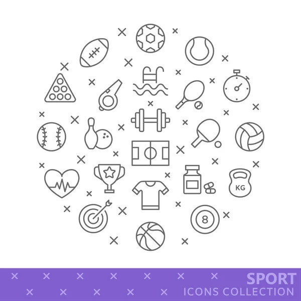 スポーツ細い線アイコンのコレクション — ストックベクタ