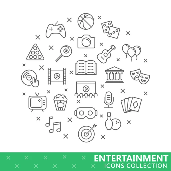 Collection of entertainment thin line icons — Stock Vector