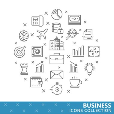 İş ince çizgi simgeler koleksiyonu