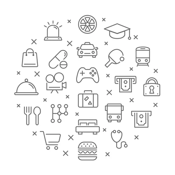 Collection of public navigation thin line icons — Stock Vector