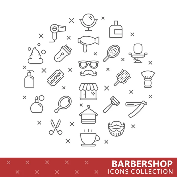 Samling av barbershop tunn linje ikoner — Stock vektor