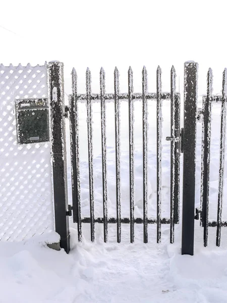 Frosted metal gate - Stock-foto