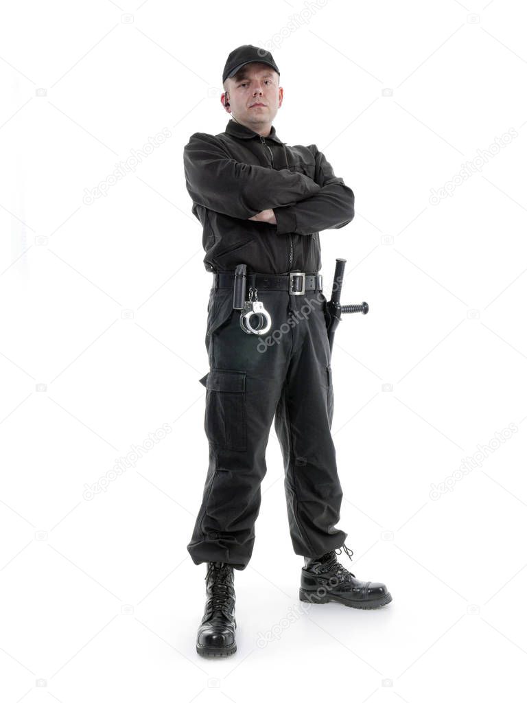 Security guard in black uniform