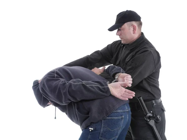 Mann von Polizist festgenommen — Stockfoto