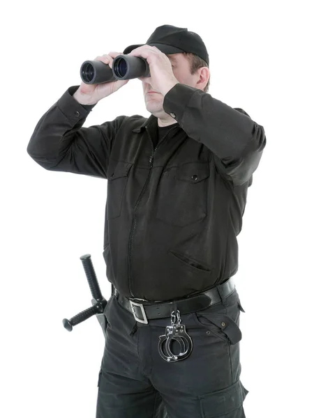 Pohraniční stráže s binokulární — Stock fotografie