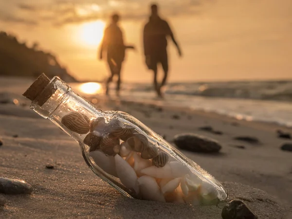 Bottle with seashells — Stock Photo, Image