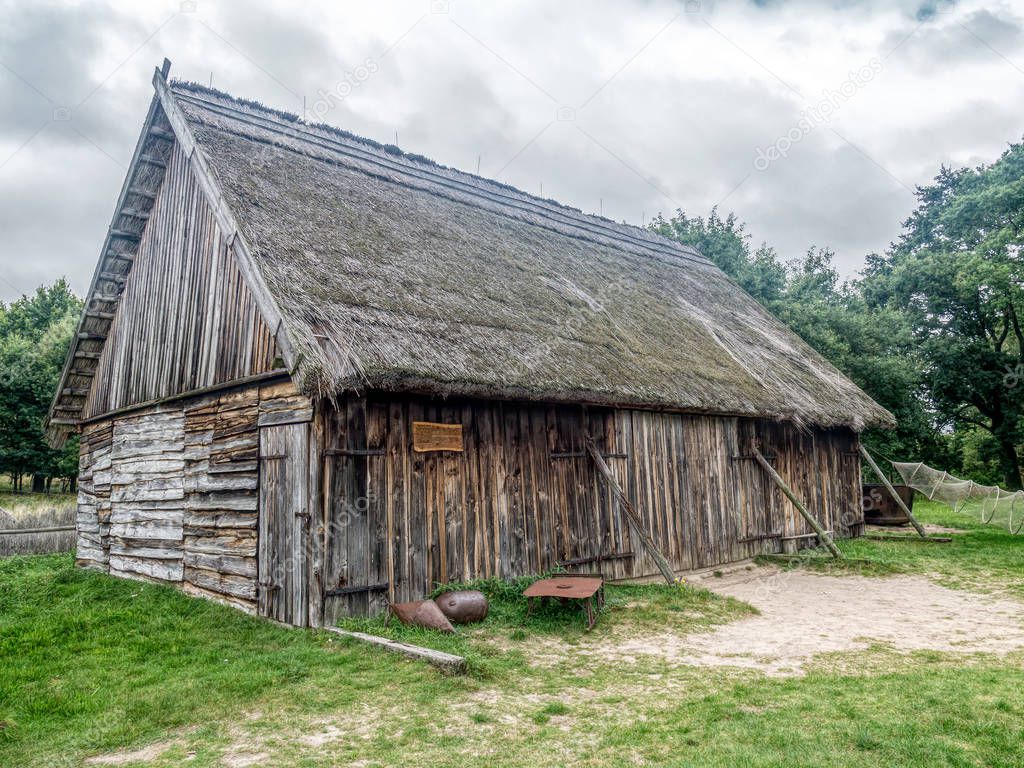 Old wooden barn in Kluki, Poland